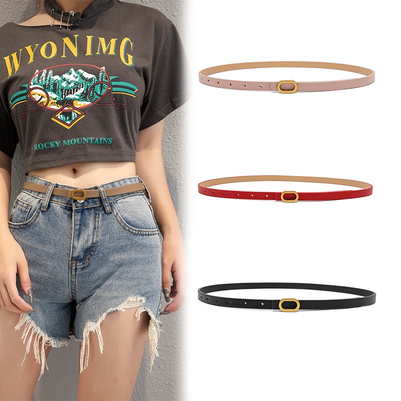 Thắt Lưng Da Pu Bản Nhỏ Thời Trang Cho Nữ