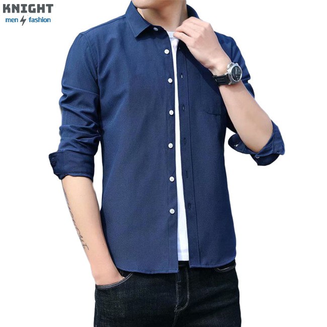 Men's Shirts Slim-fit Oxford Casual Long-sleeved Bottoming