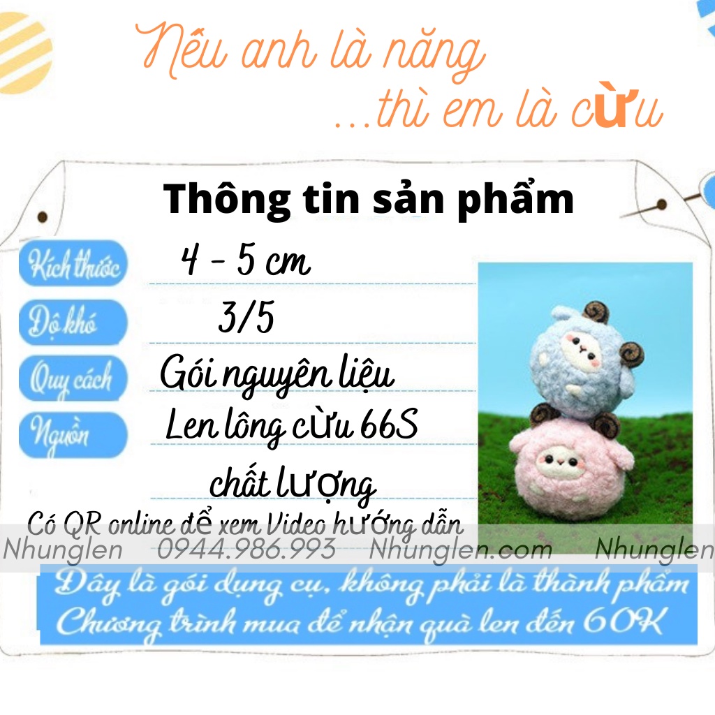 [MỚI] Kit Len Chọc Cừu Tròn Cute, Kit len chọc siêu cute chào hè có hướng dẫn, Needle felting sheep, quà tặng ý nghĩa