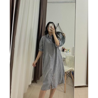 váy sơ mi xanh dài tay