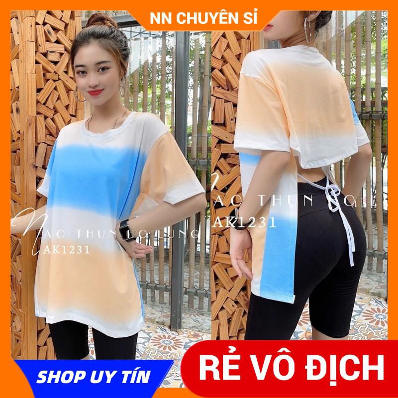 ÁO HỞ LƯNG PHOM RỘNG 3/4 CỘT DÂY NƠ SAU LƯNG ⚡ẢNH TỰ CHỤP⚡ ÁO LOANG MÀU ⚡ ÁO BÒ SỮA ⚡ ÁO CỘT DÂY ⚡ ÁO THUN PHOM RỘNG