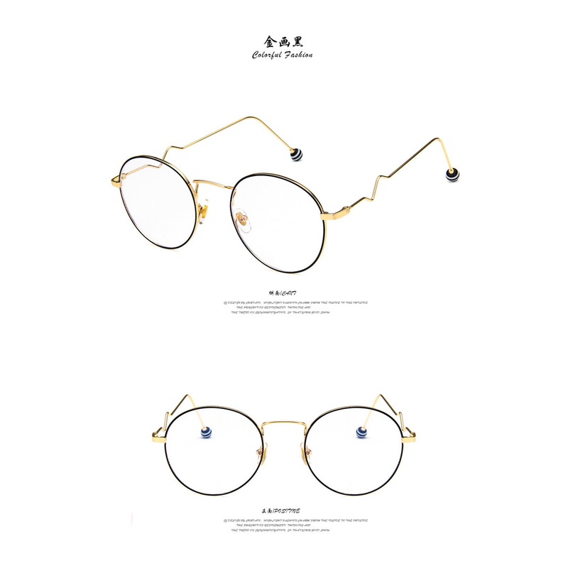 (KIQI-FASHION) COD Mắt Kính Chống Bức Xạ Gọng Tròn Bằng Kim Loại Thời Trang Mới Cho Nam Nữ