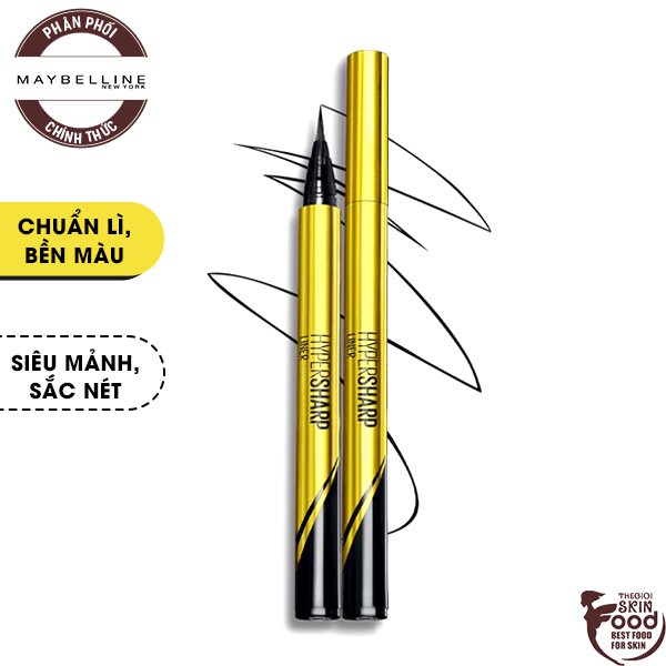 Bút Kẻ Mắt Nước Siêu Mảnh, Sắc Nét, Không Trôi Maybelline Hyper Sharp Laser Eyeliner (Nắp Vàng) 0.5g