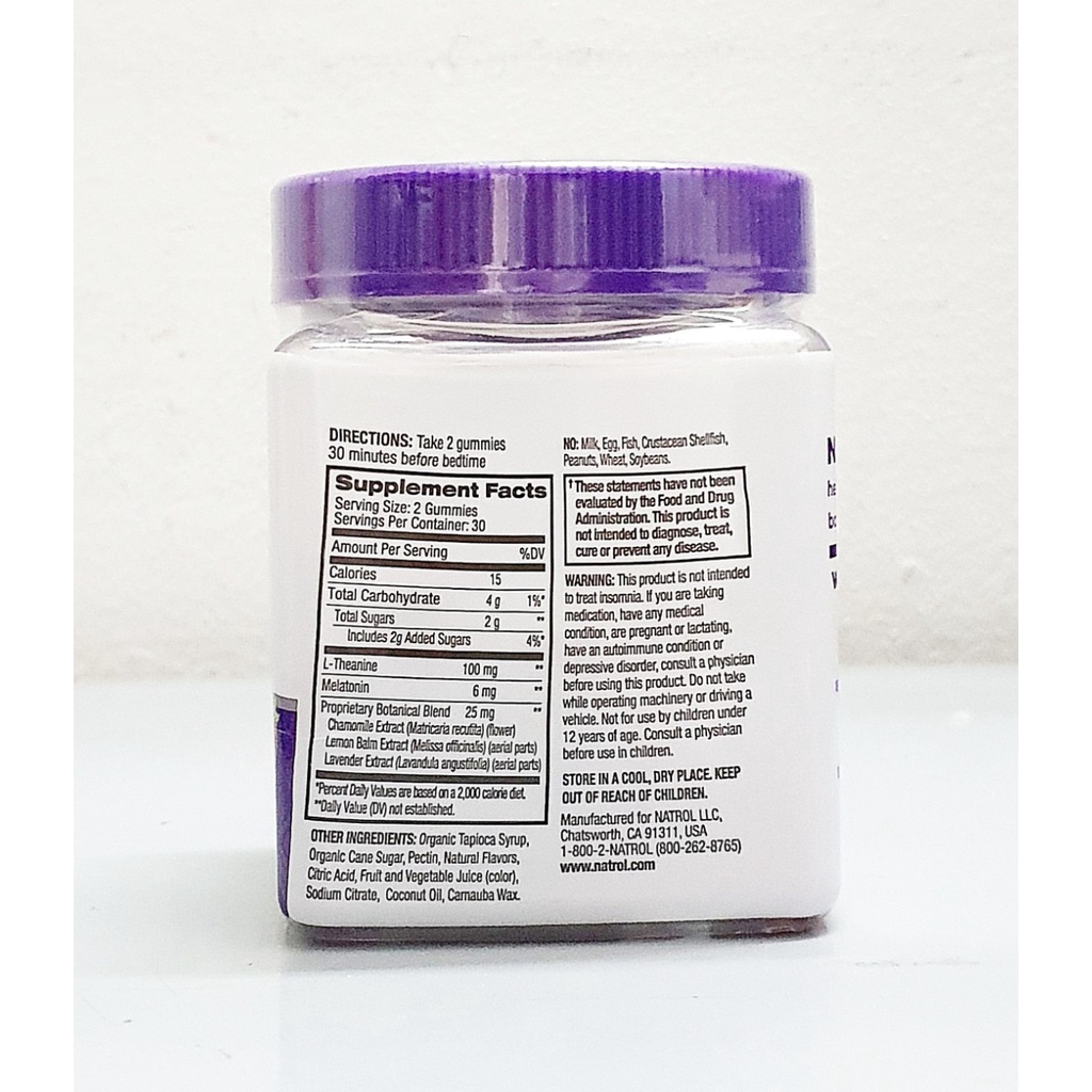 Kẹo Dẻo Natrol Sleep Calm Melatonin+ L-theanine Botanical Blend Gummies 60 Viên - Vị Dâu