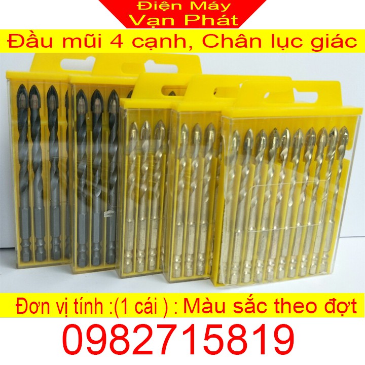 Mũi khoan đa năng 4 cạnh chân lục giác , khoan kính, thủy tinh,khoan gạch men, gạch đá hoa cương (P027)