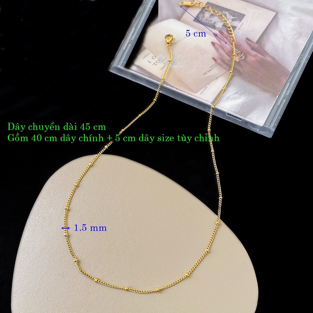 Dây chuyền titan nữ dây mắt xích nhỏ và bi tròn nổi bật không đen gỉ