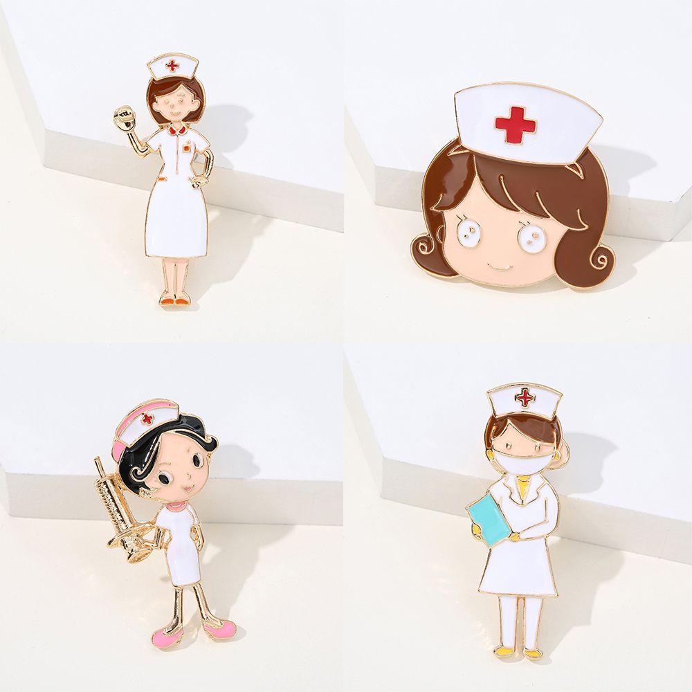 YANN1 Cartoon Nurse Brooch Women Cute Metal Badge Lapel Pin