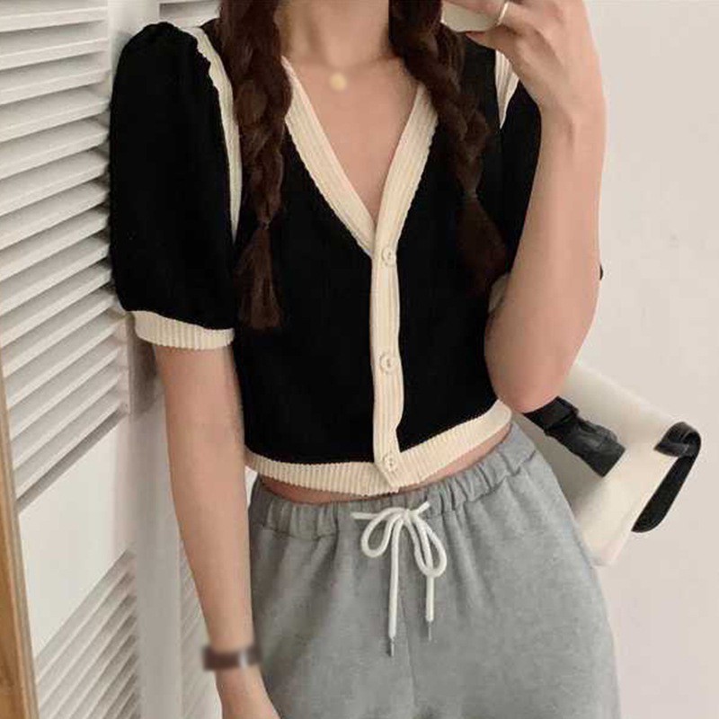 Áo Nữ Tay Ngắn Cổ Chữ V Thời Trang Quyến Rũ