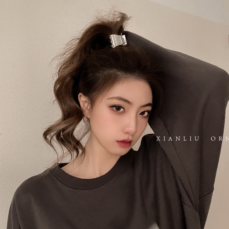 High ponytail hairpin Korean version temperament metal small shark clip hairpin net red new jewelry