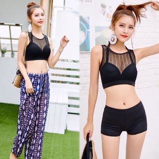 (Nguyên set- ảnh thật) Bikini 3 mảnh, Đồ bơi, gồm áo+quần bơi, kèm quần khoác ngoài Phong cách Boho, thổ cẩm #0318019