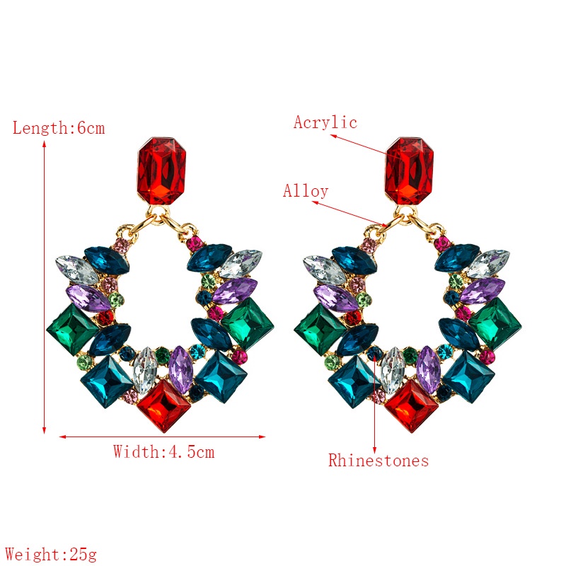 Khuyên tai Pinkdudu PD747 đính đá acrylic nhiều màu sắc thời trang cho nữ