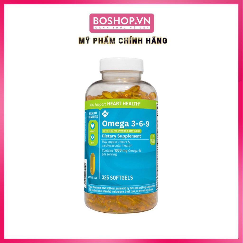 Viên Uống Dầu Cá Member’s Mark Omega 3-6-9 Supports Heart Health 325 Viên