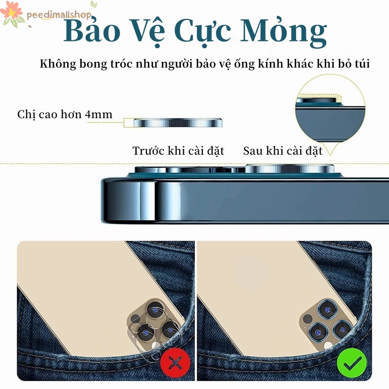 Bộ Vòng Bảo Vệ Camera Ip Titan Kim Loại Cao Cấp 9h Chống Trày Xước Cho Ip 13/13Mini/13pro/13pro Max Phim bảo vệ ống kính