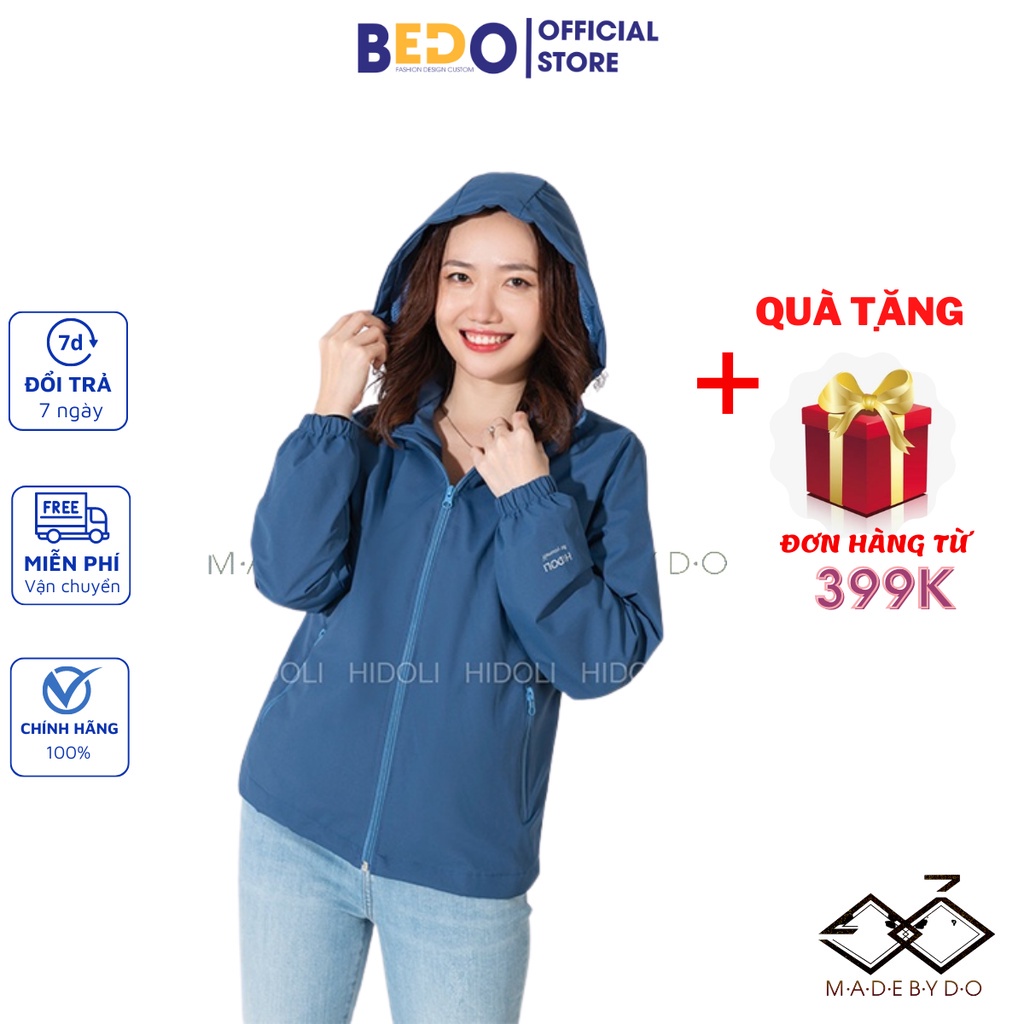 ♧☁┅Áo khoác gió trơn nữ 2 lớp cao cấp HIDOLI nót nỉ lông ,áo chống nước,cản , bụi