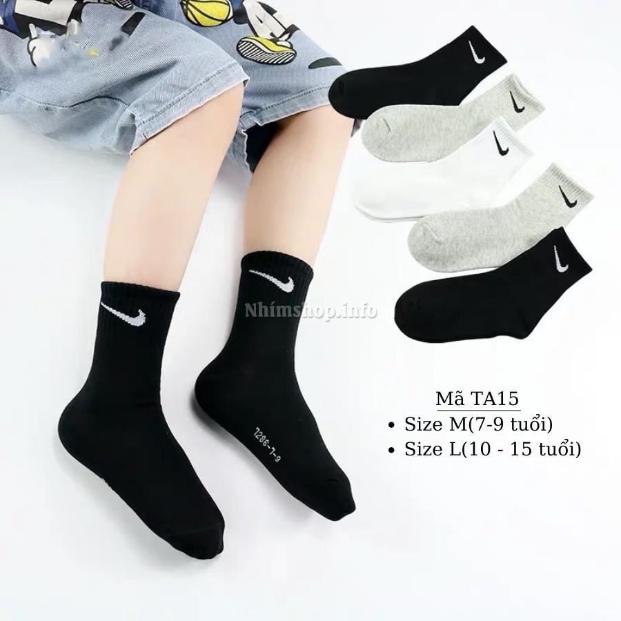 Tất bé trai bé gái cổ cao 3 màu trắng ghi đen dễ phối đồ cotton thoáng khí phù hợp cho trẻ em 7 - 15 tuổi TA15