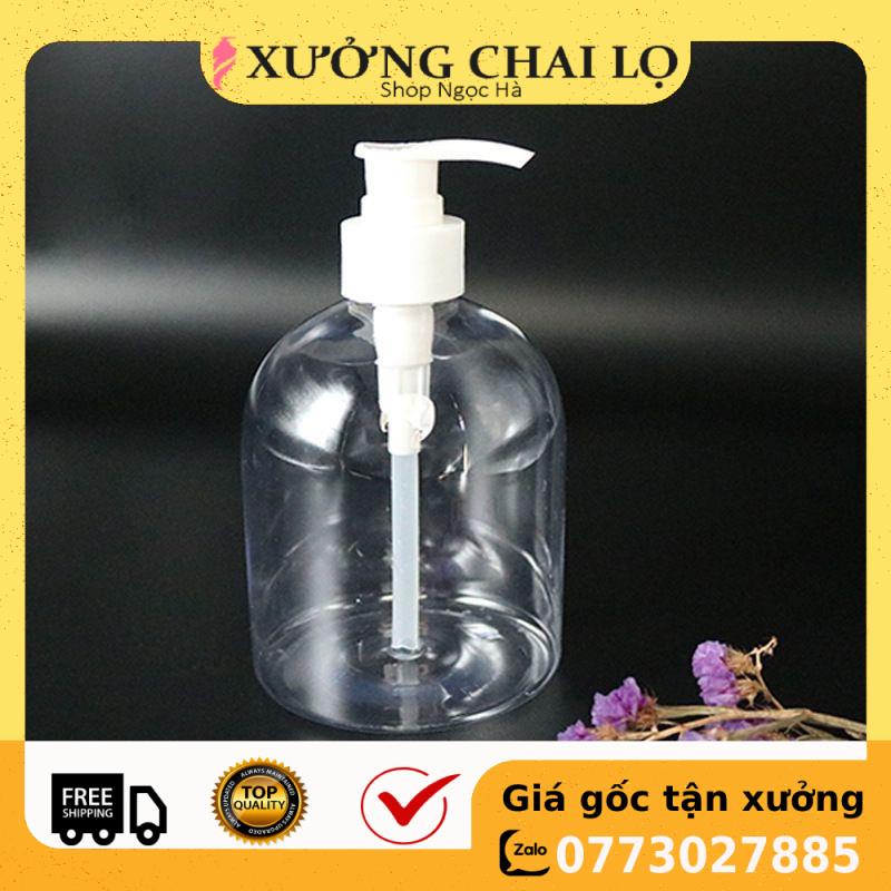 Chai Chiết Mĩ Phẩm ❤ GIÁ RẺ NHẤT ❤ Chai nhựa pet vòi nhấn sữa tắm 500ml Trong béo lùn chiết mỹ phẩm , phụ kiện du lịch