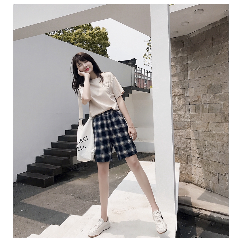 SUXI Quần Sọt Lưng Cao Dáng Rộng Thiết Kế Đơn Giản Hợp Thời Trang