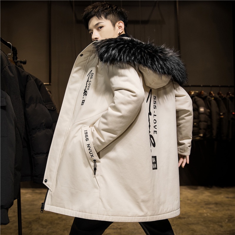 Áo khoác nam dáng dài lót lông vũ có mũ lông hàng cao cấp siêu dày siêu ấm
