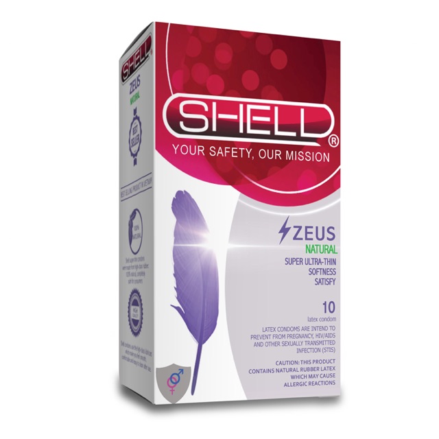 Bao cao su siêu mỏng shell Zeus 0.04 hộp 10 chiếc.