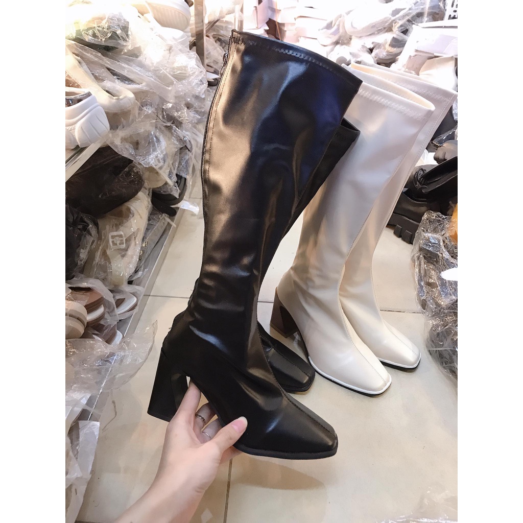 Bốt - Boots đùi da lì, gót số 7, cao 7cm