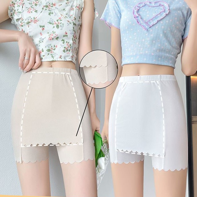 Quần Legging Ngắn Hai Lớp Bằng Lụa Lạnh Siêu Mềm Co Giãn Không Hai Lớp