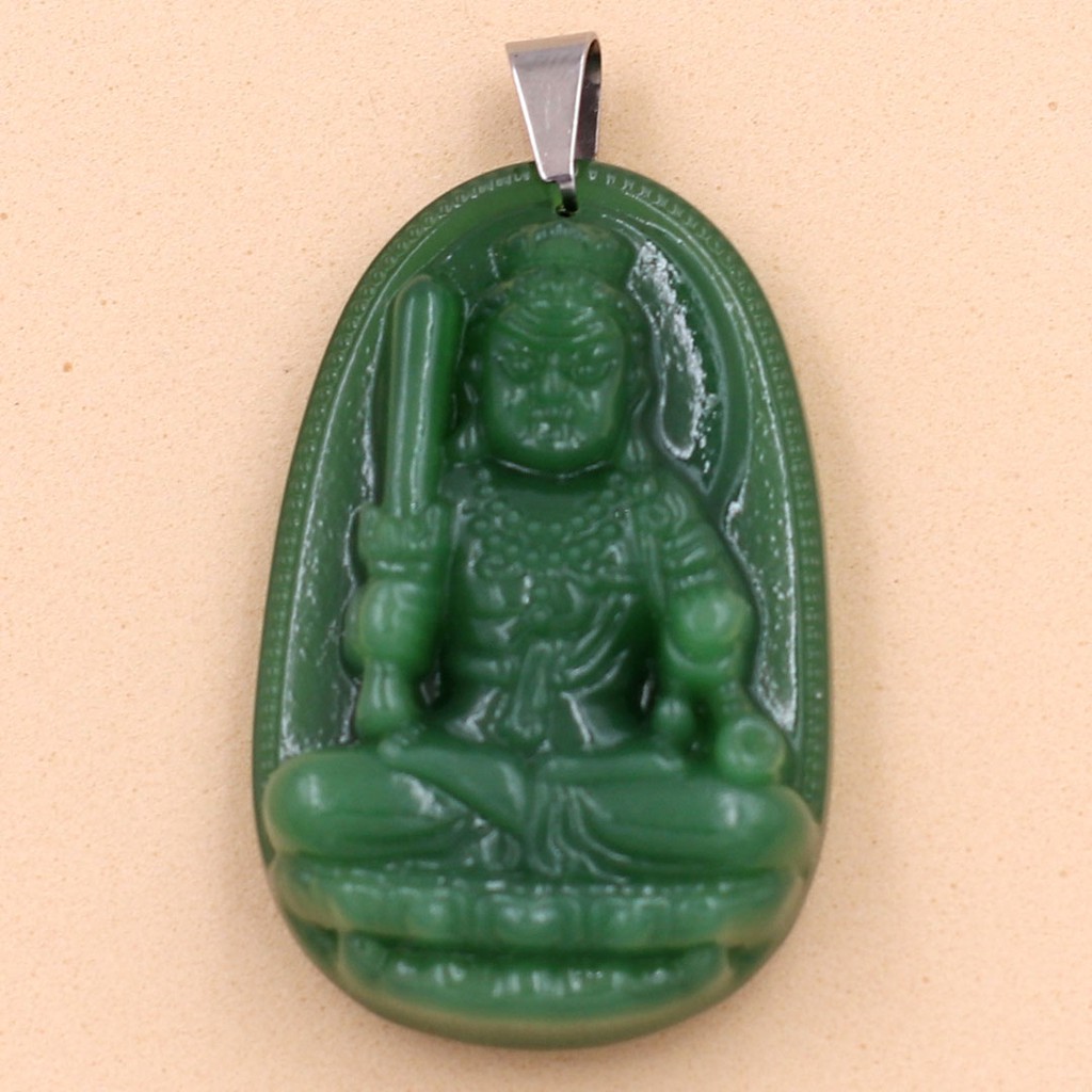 Mặt dây chuyền phật Bất Động Minh Vương xanh 4.3cm - Phật bản mệnh tuổi Dậu - Tặng kèm móc inox