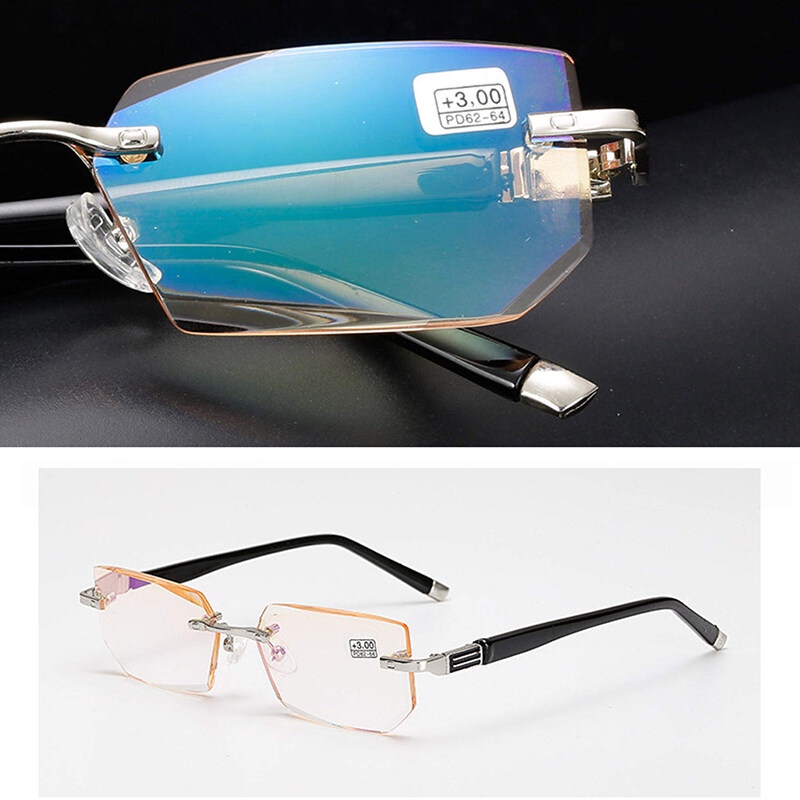 Kính Đọc Sách Không Gọng Chống Ánh Sáng Xanh + 1.0 Đến + 4.0 Độ