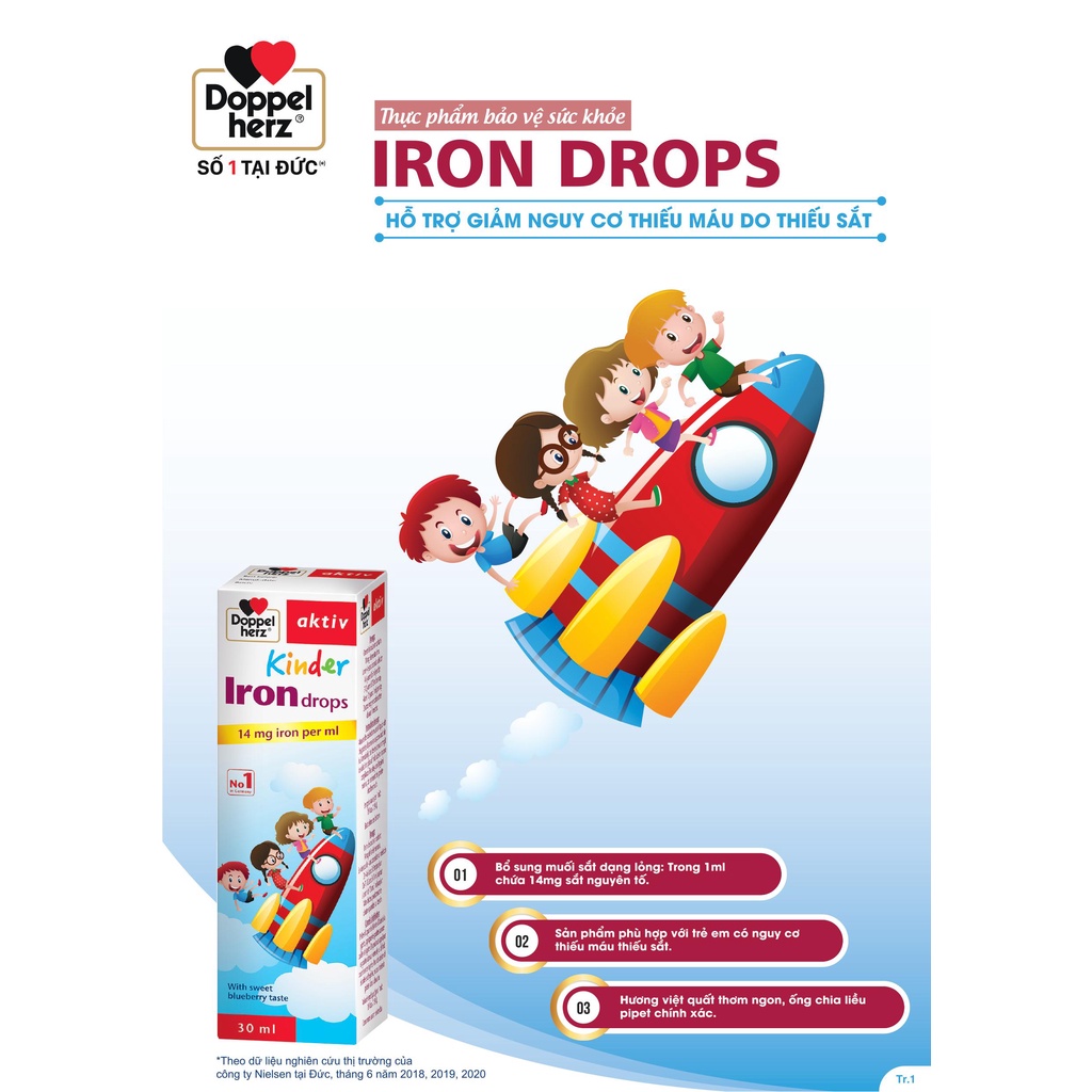 Siro bổ sung muối sắt ngừa thiếu máu cho trẻ em Doppelherz Kinder Iron  Drops (Chai 30ml) - Vitamins | BiBiOne.vn