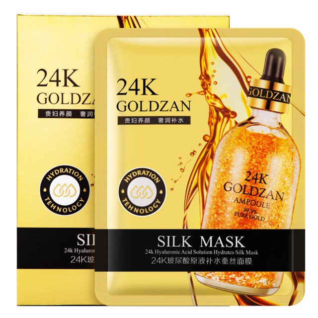 Hộp Mặt Nạ Lụa 24k Goldzan Silk Mask Chính Hãng Hàn Quốc (hộp 10 miếng)