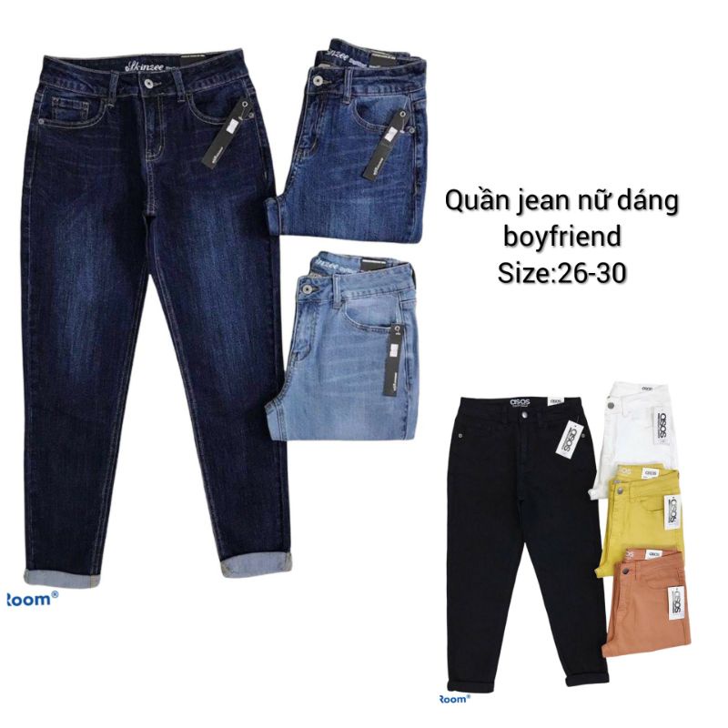 Quần jean nữ dáng boyfriend nhiều màu trắng,đen,cam,xanh jean-hàng xuất