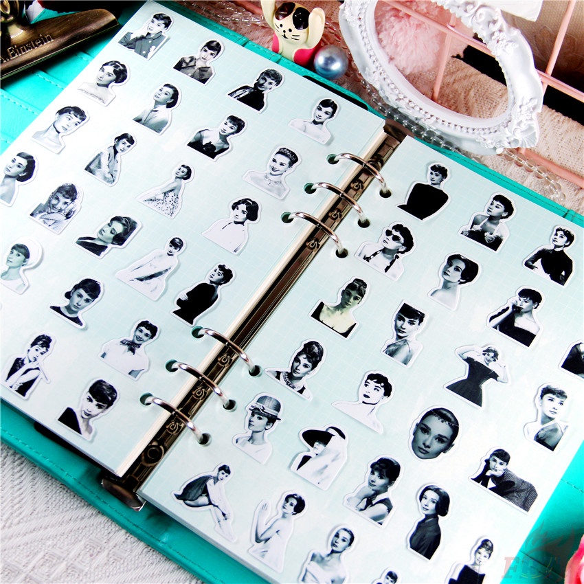 ★★★ Audrey Hepburn Q-1 Classical Black &amp; White Diary Manual Stikers ★★★ 50pcs/set DIY Fashion Album Decor Stikers
