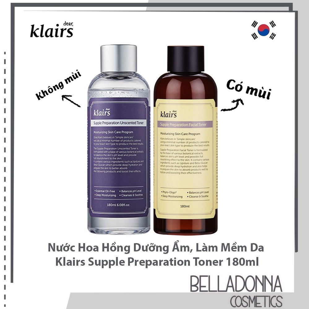 Nước Hoa Hồng Dưỡng Ẩm, Làm Mềm Da Klairs Supple Preparation Toner 180ml