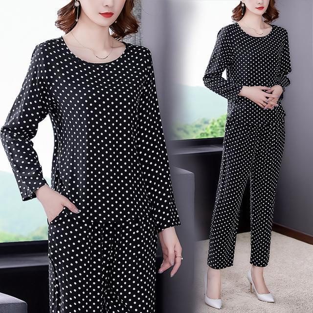 Bộ Đồ Ngủ Vải Lụa Cotton Dáng Rộng Thời Trang Xuân Hè Cho Phụ Nữ Trung Niên