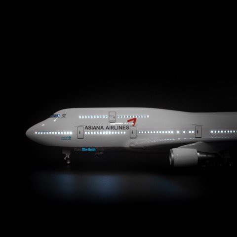 Mô hình máy bay Boeing B747 Asiana Airlines Everfly LED 47cm