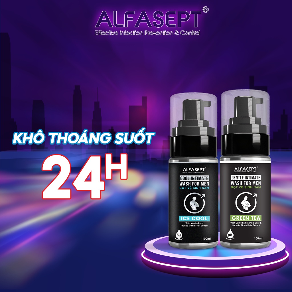 Bọt Vệ Sinh Nam ALFASEPT Intimate Wash For Men Giúp Làm Sạch, Khử Mùi, Ngăn Nấm Ngứa Lọ Dung Dịch Vệ Sinh Tạo Bọt 100ml