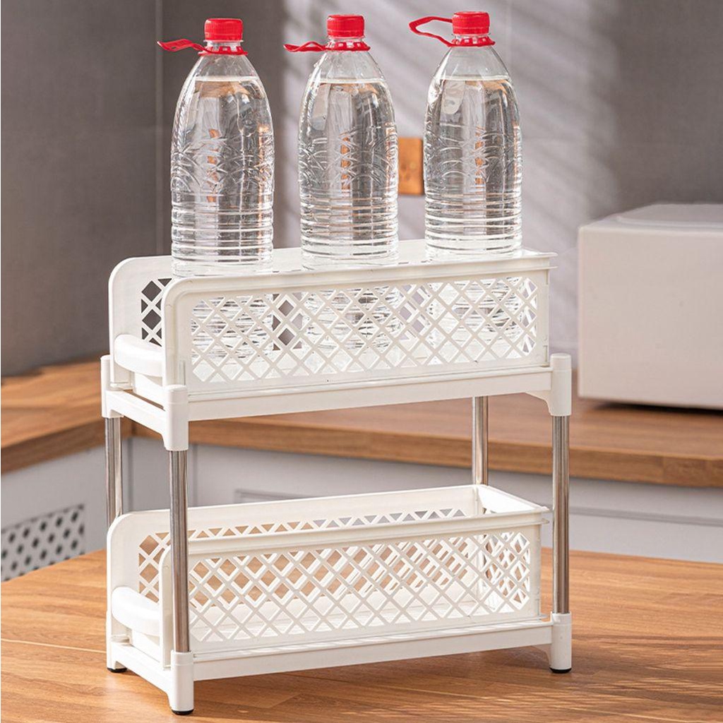 1 Rổ Trượt Đựng Đồ Dùng Nhà Bếp 2 Tầng Thiết Kế Nhỏ Gọn Tiện Dụng