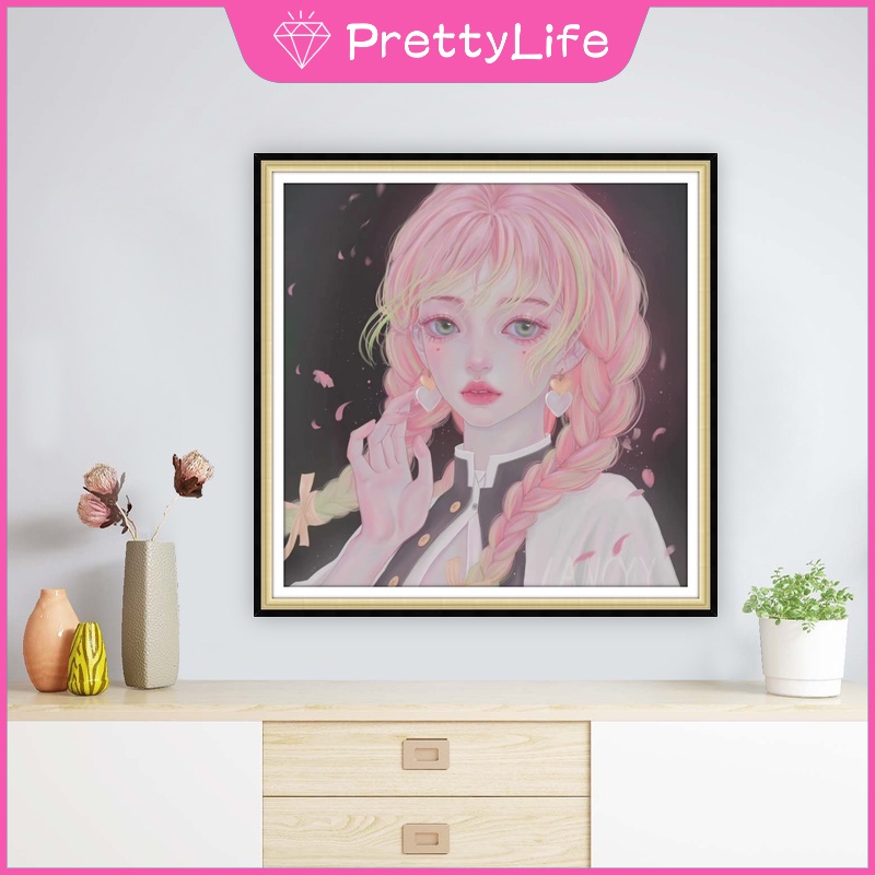 Bộ Tranh Đính Đá 5D Tự Làm 30x30cm / 40x40cm / 50x50cm Hình Cô Gái Anime Trang Trí Nhà Cửa