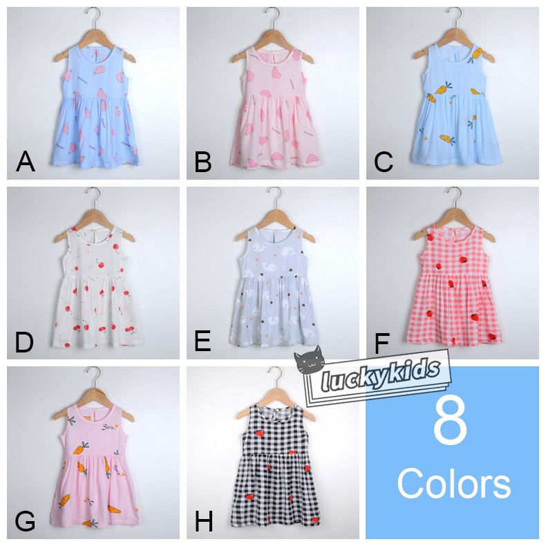 Đầm Công Chúa Sát Nách 100% Cotton Cho Bé Gái 1-5 Tuổi