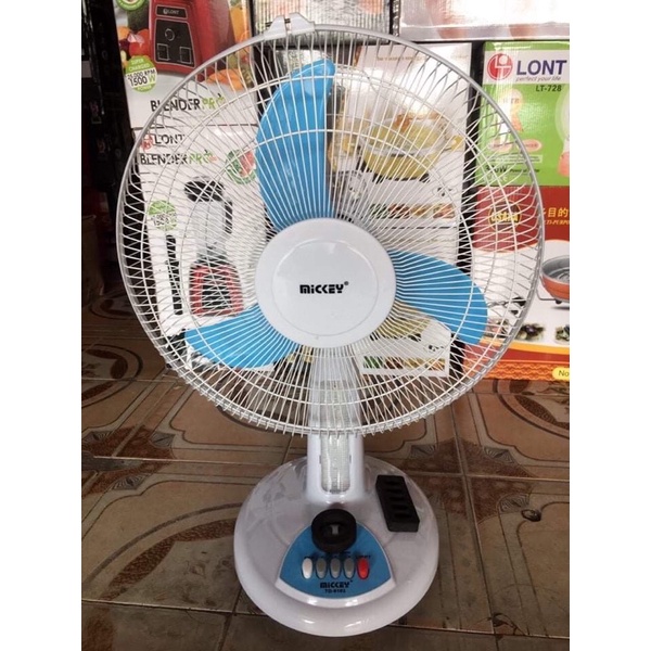 Quạt Tích Điện , Quạt Mickey Có Đèn 12V 2 Ác Quy