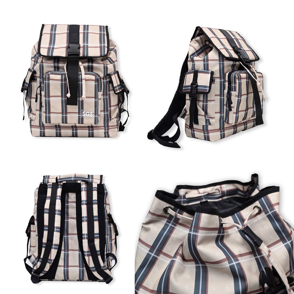 Balo Họa Tiết Sọc SAIGON SWAGGER® SGS Icon Tartan Backpack-Ngăn Chống Sốc Laptop