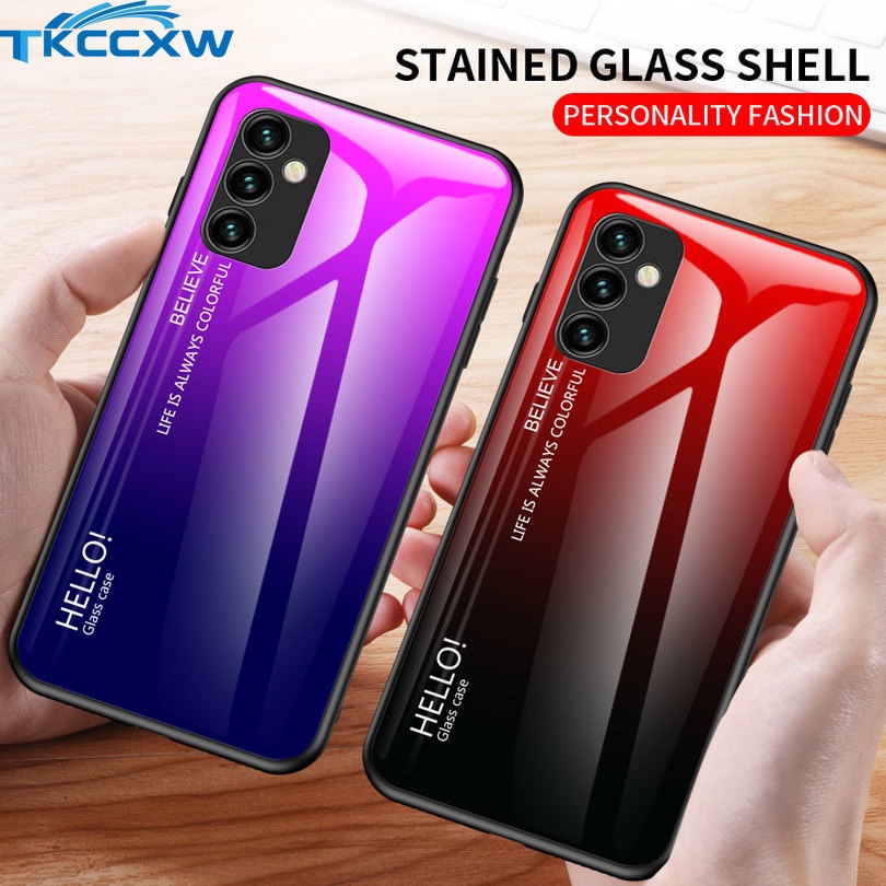 Ốp Điện Thoại Kính Cường Lực Màu Gradient Sang Trọng Cho Samsung Galaxy A23 A73 A53 A33 M23