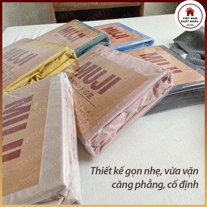Ga Chống Thấm 2 Lớp, Bộ Drap Trải Giường Hàng M.U.J.L Xuất Nhật