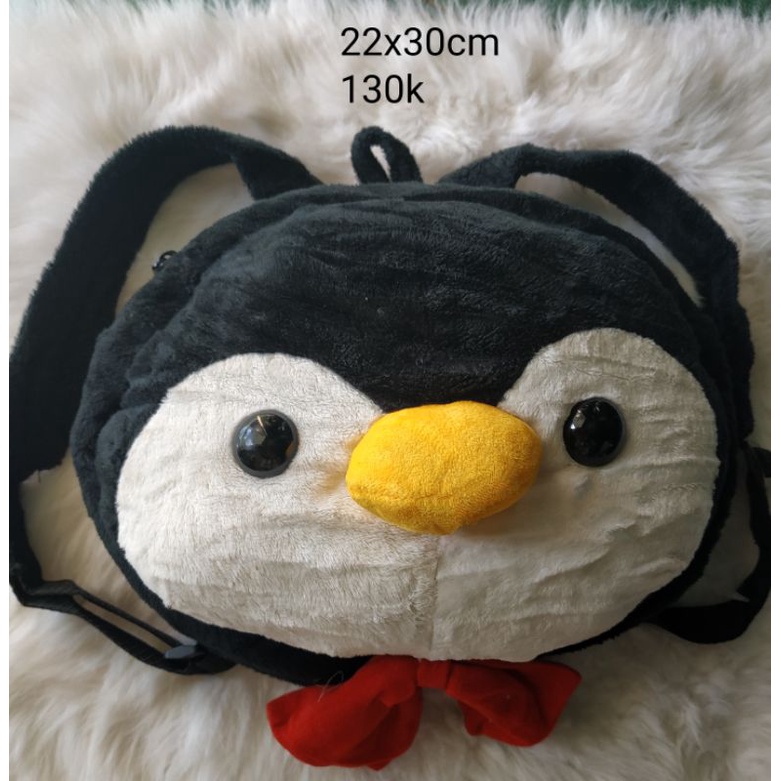 Balo nhung cho bé chim cánh cụt 22x30