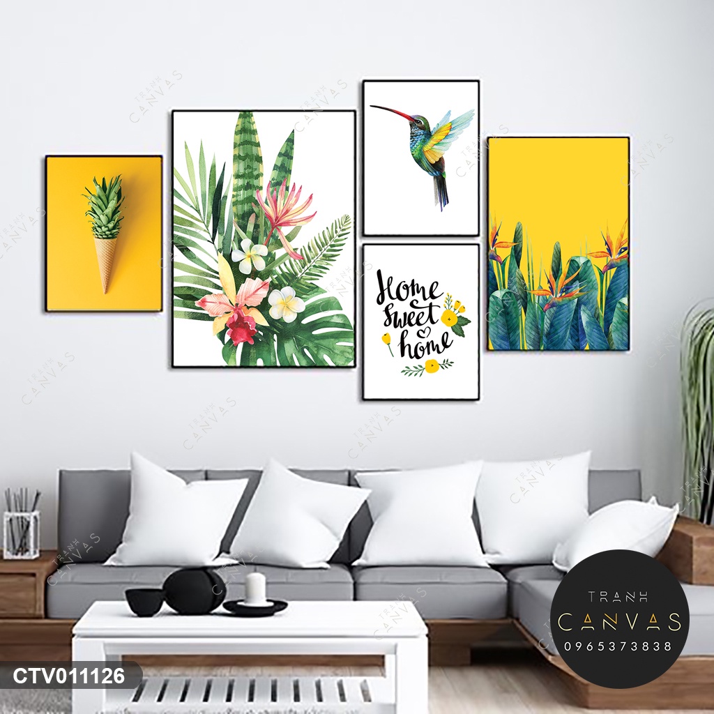 Tranh Phòng Khách Hiện Đại Bộ 5 Tấm