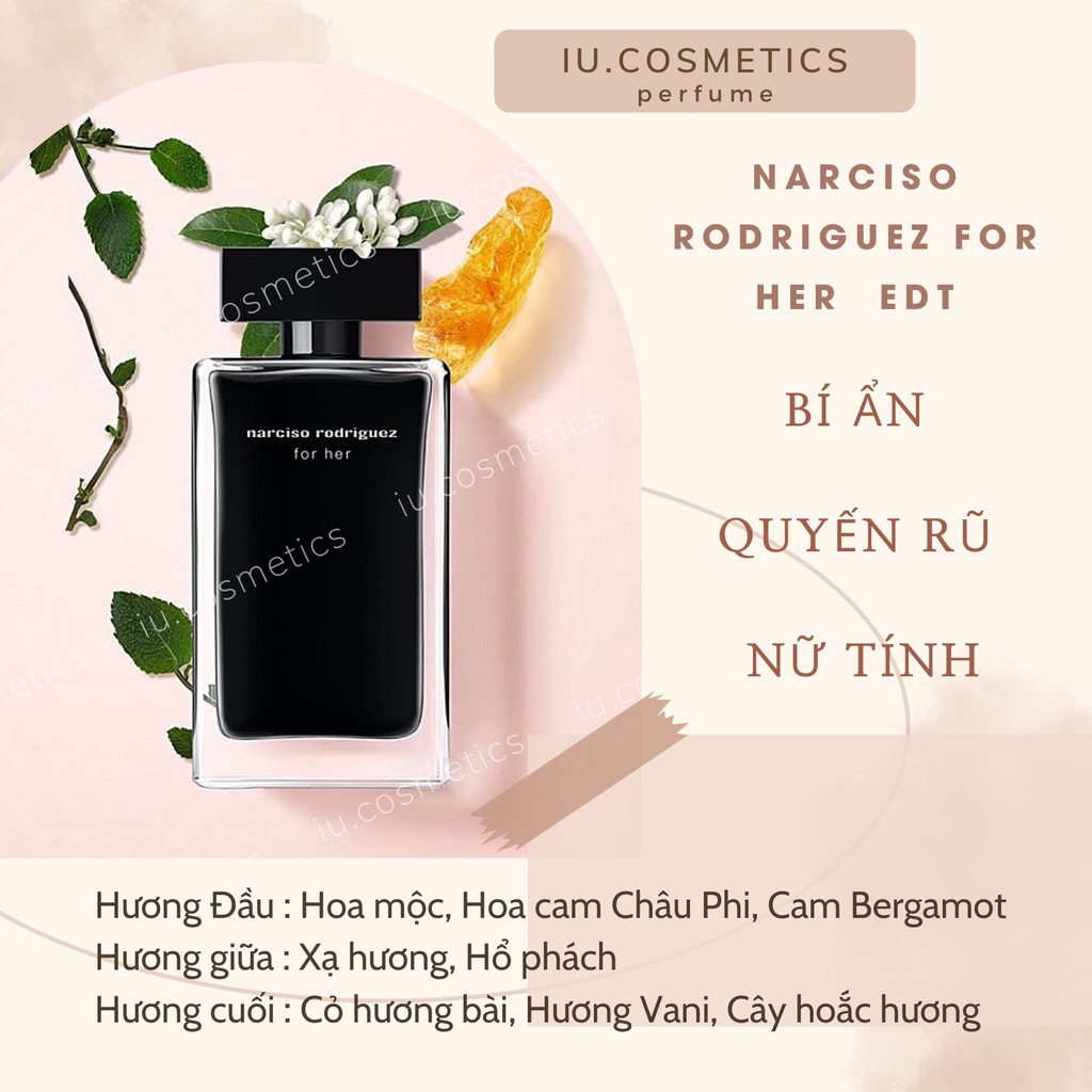 Nước hoa nữ Narciso For Her Eau de Toilette EDT màu đen 100ml - dầu thơm nữ tính gợi cảm và quyến rũ - iu.cosmetics