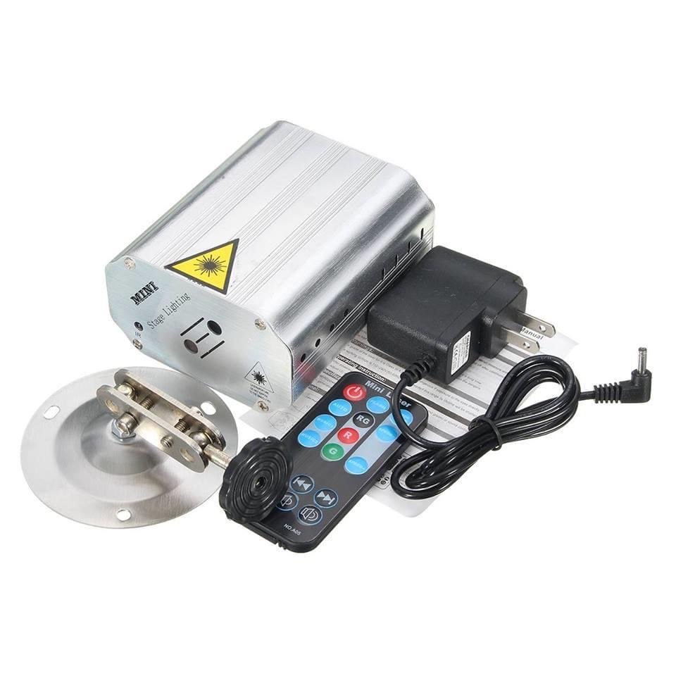 Đèn Laser Mini Nháy Theo Nhạc Chiếu Hoa Văn Có Điều Khiển Từ Xa,Vỏ Kim Loại