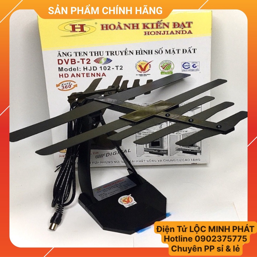 Ăng ten truyền hình số mặt đất DVB T2 hkd tb102 dây 2 mét , ko cần cấp nguồn