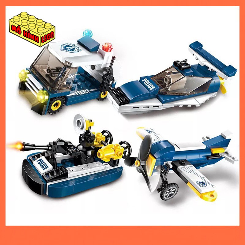 Đồ chơi xếp hình lego giá rẻ 8 trong 1 Enlighten/Qman 1801 mô hình máy bay chiến trực thăng chiến đấu cảnh sát