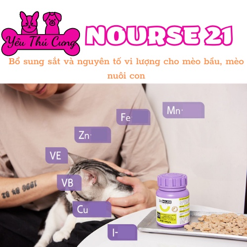 NOURSE 21 - VIÊN BỔ SUNG CÁC NGUYÊN TỐ VI LƯỢNG CHO MÈO LỌ 200 VIÊN - YÊU THÚ CƯNG