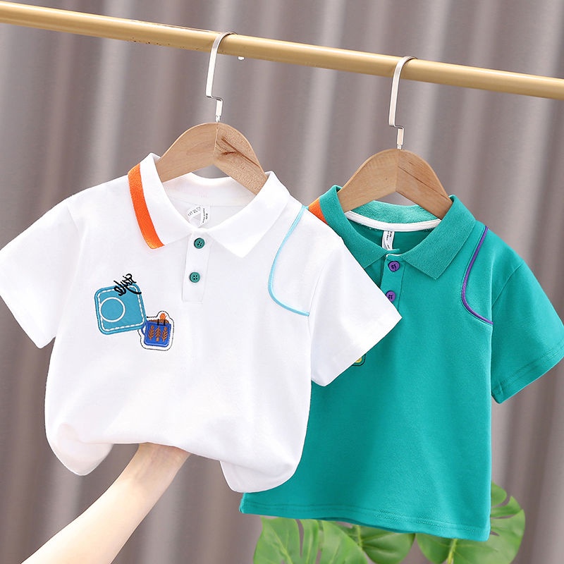 Hàng Mới Về Áo Thun Tay Ngắn Cổ Bẻ In Hình Động Vật Dễ Thương Phong Cách Hàn Quốc Dành Cho Bé Trai 3-14 Tuổi